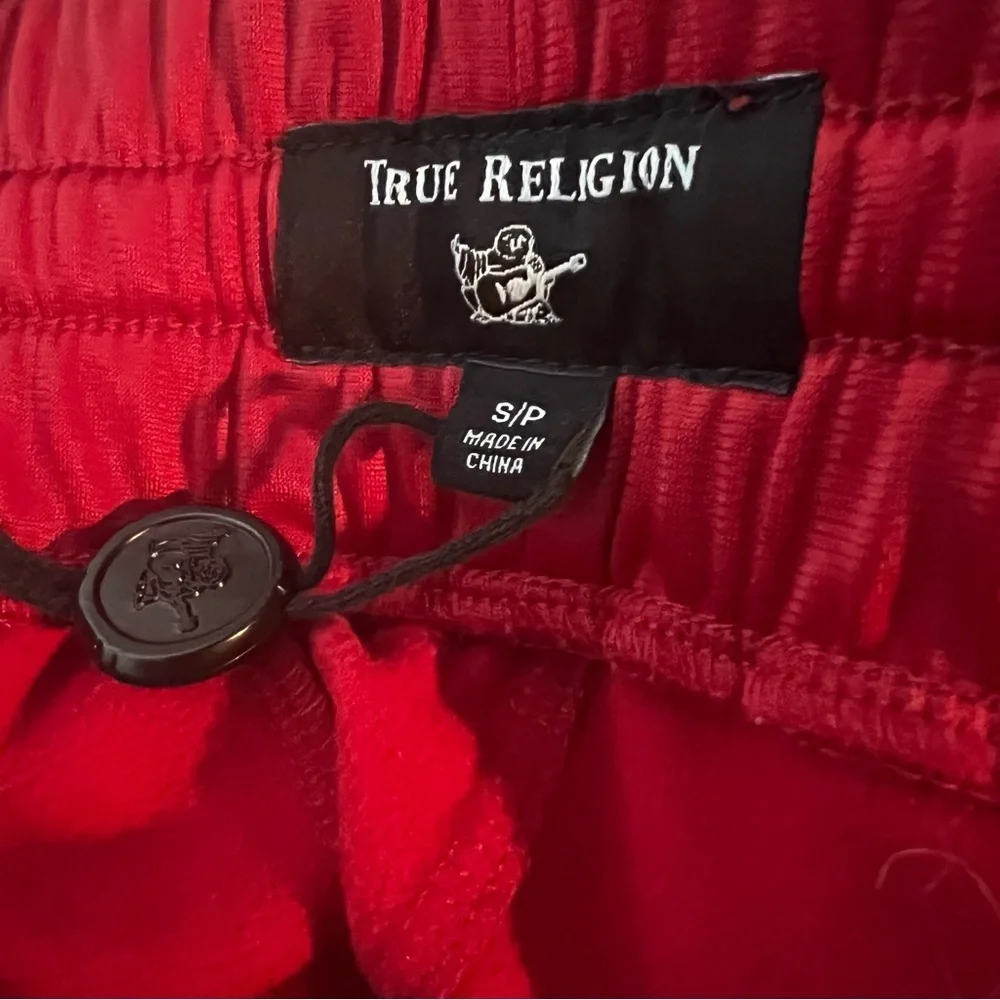 True Religion Tricot Track Pant Joggers Men’s S Colorblock Red Logo Trim Pockets